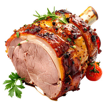 Argentinian bondiola a succulent slow-roasted pork shoulder sliced and served on a wooden board isolated on a white background