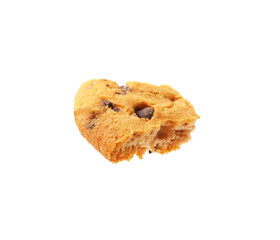 Piece of delicious chocolate chip cookie isolated on white