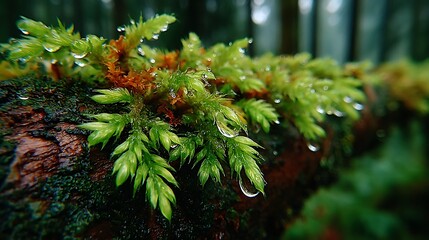 Macro lush green moss tiny dew drops pictures