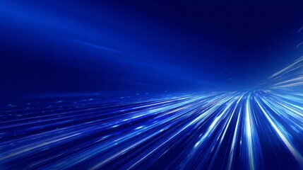 Fototapeta premium Blue light trails surge forward on a dark abstract background.