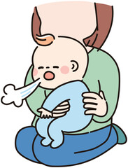 ゲップをさせてもらう赤ちゃん