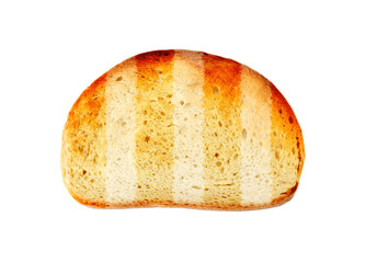 Toast bread slice with grill marks isolated on white