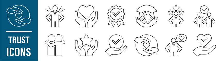 Trust line vector icon set