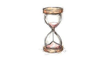Abstract Hand-Drawn Sand Timer, Isolated on White Background

