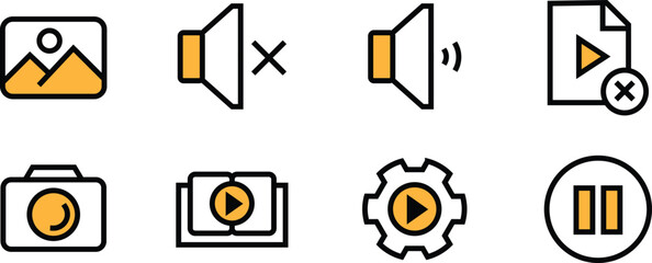 Minipack Premium Editable Icon Pack Set video, animation, Multimedia, audio Vector Format for Website, Application, UI UX, and Digital Asset