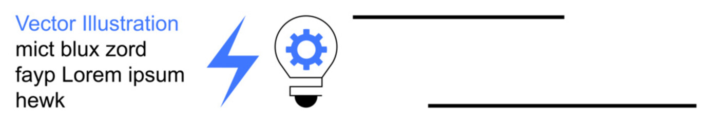 Innovation, energy solutions, creativity, brainstorming, electricity, ideas. Light bulb with gear inside and a lightning bolt. Innovation and energy solutions concept emphasizing creativity © robu_s