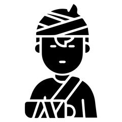 Injured person with bandages