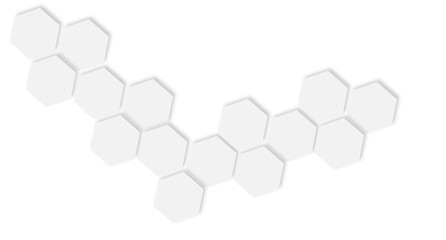 Geometric Gray Hex Tile Pattern Background For Design, Tech, And Digital Minimalist featuring interconnected white hexagon tiles with soft shadows. 