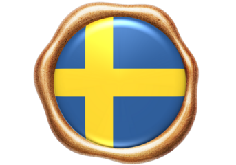 Swedish Flag Wax Seal Concept, Isolated on White