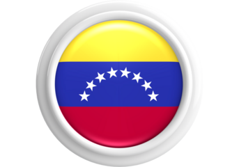 Venezuelan Flag Button Icon isolated on png, transparent background