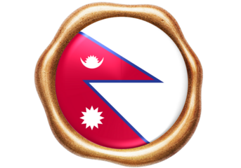Nepal National Flag Gold Seal Emblem