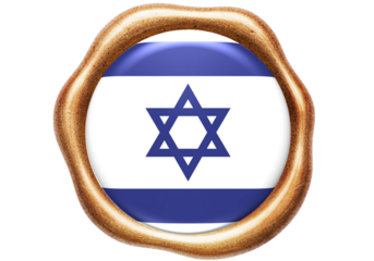 Official Israel Flag Symbol in Golden Wax Seal Icon