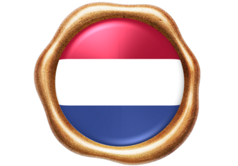 Netherlands Flag Golden Wax Seal Emblem Icon