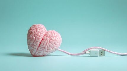 Miniature heart shaped brain connects to a digital interface cable