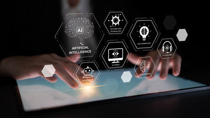 AI learning system involves deep learning, supervised machine learning, and natural language processing. AI learning diagram shows how AI advances learn in automation and data processing. Spline