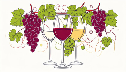 Fine Ink Wine Glass & Grape Doodles for Tasting Flyer