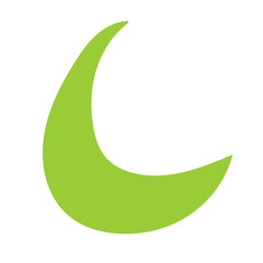 Vibrant lime green abstract crescent shape on white background, minimalist curved design element