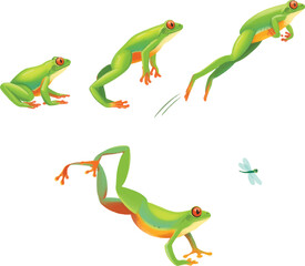 set of funny cartoon frogs