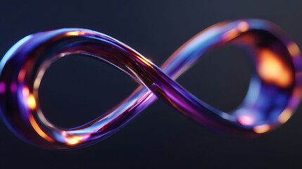 Three dimensional rendered symbol of endless possibility loops in dark space