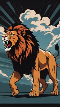 Roaring Lion Illustration Vertical Video Background Graphic