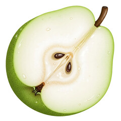 Green Pear Slice Illustration .