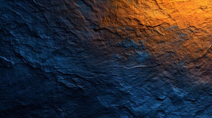 Jagged slate surface illuminated by contrasting warm and cool directional lighting