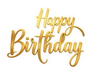 Celebrate special moments with elegant golden happy birthday script text for invitations and decor