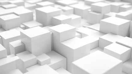 Abstract 3D white cubes, geometric shapes, digital art. Use for background, design