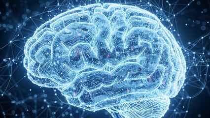 Digital Brain Network Connection Artificial Intelligence Concept.
