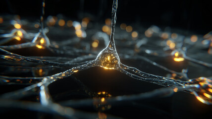 A neuronlike digital structure illustrating information transfer, interconnected systems and the complexity of computational networks.
