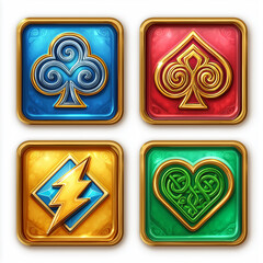 The game asset and game background isolation, video game, slot game asset, mobile game asset, casino element, Illustration