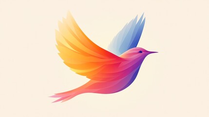 Obraz premium Abstract colorful bird in flight, graphic design, background is plain, suitable for poster or wallpaper, nature design