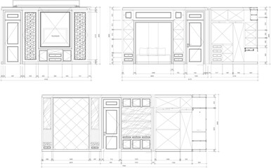 Bedroom Interior Design: Headboard Wall, Bedside Cabinet, TV Wall, and Open-Style Wardrobe