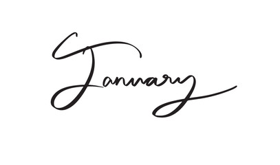 January text font calligraphy hand written lettering script black color jan hello welcome winter season holiday party new year january month party beautiful calendar happy january month business snow 