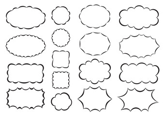 Fototapeta premium Hand-drawn Speech Bubble Frame Set (Monochrome Vector)