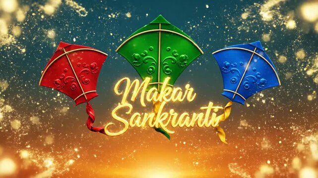 Festive Makar Sankranti Kites Celebration Background Loop