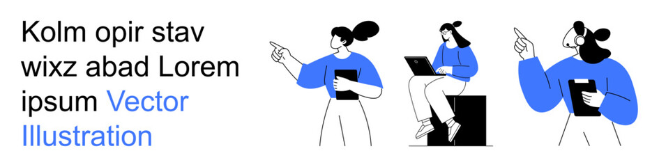 Digital communication, teamwork, online education, workplace collaboration, modern communication, tech concepts. People with devices pointing and working. Digital communication and teamwork concept