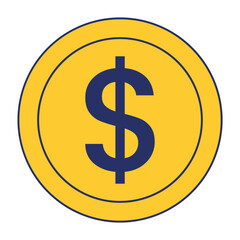 Golden coin with dollar sign icon, symbolizing finance, currency, wealth, and payment