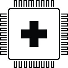 Obraz premium Extensive medical and healthcare graphic bundle featuring digital diagnostics chip icons, cute cartoon drug characters, personalized medicine concepts,