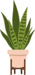 Flat Design Illustration of Potted Snake Plant on Stand for Modern Home Decor