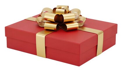 Ultra Detailed Red Gift Box with Gold Ribbon | 4K Product Photo | Isolated White Background | Premium Lighting