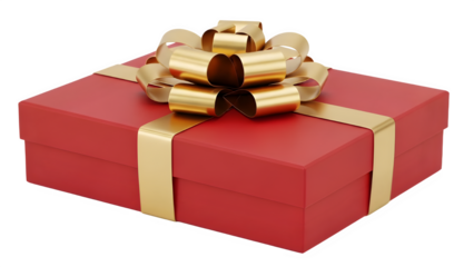 Ultra Detailed Red Gift Box with Gold Ribbon | 4K Product Photo | Isolated White Background | Premium Lighting