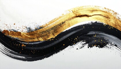 金と黒の筆跡が調和するアート性の高い壁紙背景