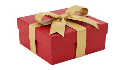Ultra Detailed Red Gift Box with Gold Ribbon | 4K Product Photo | Isolated White Background | Premium Lighting