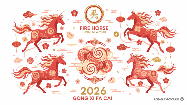 Year of the Fire Horse 2026 - A Vibrant Celebration of Chinese Zodiac.