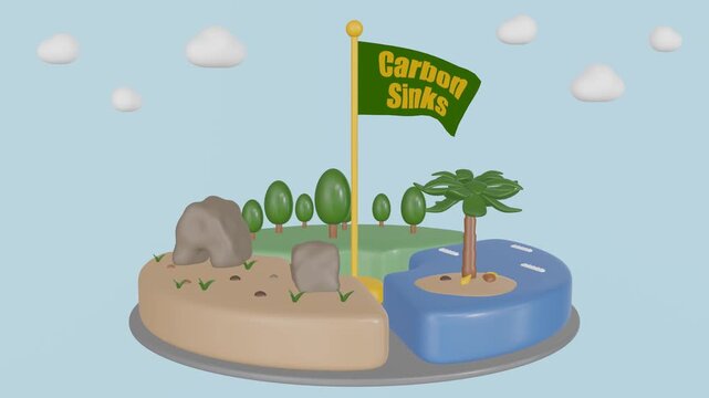 Major Carbon sinks : Oceans, Forests, Soils, Carbon Sinks animation.