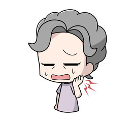 あごが痛む高齢女性のイラスト