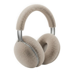 Fluffy headphones isolated on transparent background