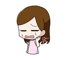あごが痛む女性のイラスト