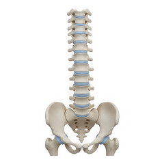 Human spine and pelvis isolated on transparent background